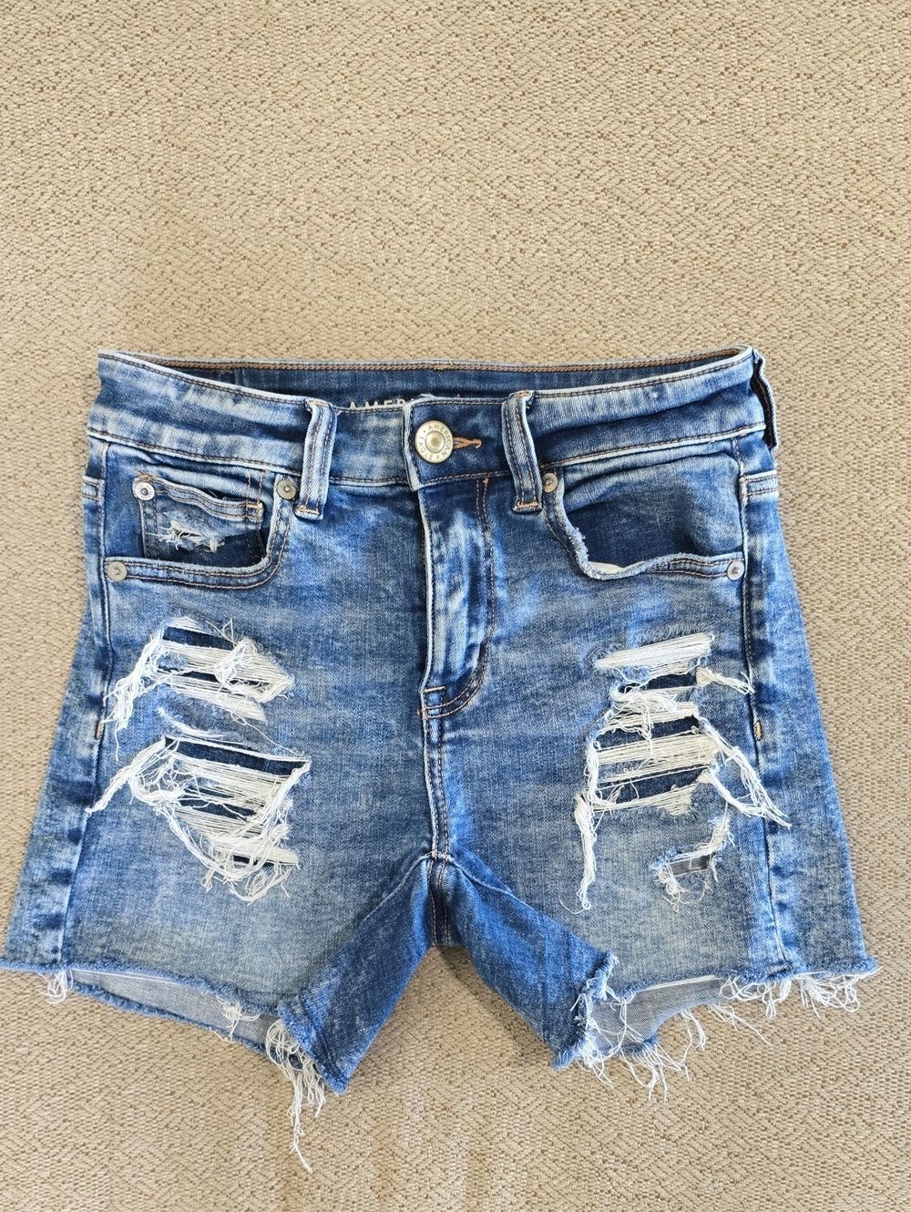 American Eagle Distressed Next Level Stretch Hi-Rise Shortie Shorts - Size 2